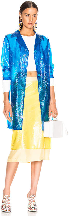Sies Marjan Mie Embossed Plastic Coat in Sapphire | FWRD